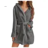 Winter Sleepwear Women Plush Lundage Robe Soft Moving Pajamas Warm Shower Spa Rrome Bathrobe Sleep Liegown Dression