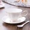 Cups Saucers European Ceramic Bone Cup Coffee Dish Saucer Spoon Set Luxury Mug Top-grade Porcelain Tea Cafe Party Drinkware