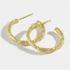 Hoop Earrings Retro Gold Color C Shape Big Circle For Women Jewelry Fashion Wedding Party Gift E2171