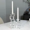 Ljushållare staplade block Rensa K9 Crystal Holder Liten stor både funktionell för ljusstake och tealight bordsdekoration