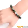 Bettelarmbänder, handgefertigt, natürliches Moos, Achate, Perlen, Stein, Elastisches Armband, für Männer, Frauen, 17,8 cm, modisches DIY-Geschenk