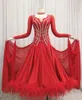 Stage Wear Long Sleeve Red Waltz Dancing Dress Women Modern Ballroom Competition Dance Dresses High Quality Standard Skirt