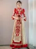 Ethnic Clothing Elegant Tassel Cheongsam Embroidery Chinese Style Sparkly Sequins Beading Wedding Dress Marriage Set Bride Toast