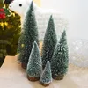 Weihnachtsschmuck 5 Größen Mini Tree Stick White Cedar Desktop Small Xmas Home Decor mit Schnee Ornaments Dekoration