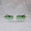 fashion Vintage Rimless Oversize Men Oculos Leopard Style Square Metal Shade Cutting Lens Gafas Women for OutdoorKajia