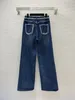 Chan 2023 Projektant mody Błękitne dżinsy Nowe dżinsowe spodnie dżinsowe kobiety Capri Cargo Spodnie joga szerokopasmowe spodnie Trendy Flares CCC dżinsy