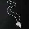 Hip Hop Mannen Rapper diamanten hanger ketting glanzende Leeuw Afrika kaart hanger micro-inzet zirkoon sieraden nachtclub accessoire Trui Sleutelbeen touw ketting 1956