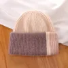 Yeni örme tavşan kürk şapkası kadınlar için kış yumuşak kalın sıcak kabarık beanies kapaklar kadın moda yama kafesi şapkalar şapkalar