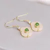 Dangle Earrings Natural And Tian Yu-ear Nails 925 Silver-encrusted Jade White