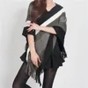 Lenços Mulheres Colorido Pulôver Camisola Manto Borlas Malhas Irregular Hem Splicing Envolve O Xaile Cashmere Pashmina