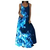 Casual Dresses 40# Fire Print Dress Women Glitter Sequined Maxi Sexy Colorful Sleeveless Tank Vintage Long Woman Robe Femme