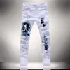 Whole-2016 White 3D Printed Men Jeans Homme Unique Man Printing Jeans Cotton Large Size 40 38 Skinny Jeans For Men Denim Pants288e