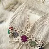 Swim Wear Women Tassel Sexiga tankar Crop Tops Bikinis Sticked Crochet Swimming Swimwear Bead Work Beachwear Camisole Women Hollow Out Kirt 230404