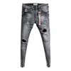 Whole Fashion Casual teenagers cowboy Korean trendy knee ripped hole skinny jeans mens raw edge fashion stretch pants 201111230y