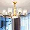 Hängslampor modern guldgrå metall ledande ljuskronor belysning vardagsrum glas skugga ljuskronor lampor hängande lampa för sovrummen