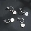 T-Heart Charm Earrings Love Stud Earrings 925 Silver Sterlling smycken Desinger Women Valentines Day Party Gift Original Luxury Brand