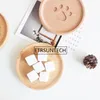 Tafelmatten 100 stks/veel creatieve beer Japanse stijl Beech houten ronde houten mat thee beker houder houder kussen kleine placemat anti-achtbanen