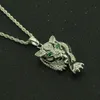 Hip Hop-rappare Shiny Diamond Pendant Gold Necklace Creative Shining Fierce Tiger Full Zircon Pendant Copper Micro-Inset Zircon Jewelry 75cm Rope Necklace 1937