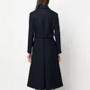 Женские плащи, черное шерстяное пальто для женщин, теплая куртка трапециевидной формы, мода 10246