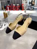 Classic Lady sandal designer SHoes Leather outsole sandals party Letter splicing women Dance Dress shoe Suede Flat shoes Suede panel Woman shoes size 35-42 With box