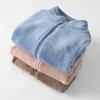 Kurtki z kapturem dziewczęta Sherpa polarowa polar Full-Zip Flannel Flat Blobel Flanela Flanela Bluza Zimowa ciepła ciepła warstwowa jesienna odzież w magazynie