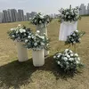 decoration White Rose Green Willow Leaves Artificial Flower Ball Road Lead centerpieces Floor Floral Wedding Welcome Sign Decor Hang Flowers Party Props 745