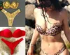 Kadın Mayo 2023 Seksi 2pcs Mayo Plaj Giyim Womens Bikini Seti Bandeau Mayo Takımına Kadın Biquini Leopar Baskı