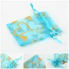 Table Cloth Fancy Attractive Bronzing Hearts Portable Wedding Organza Pouch Bag