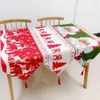 Chemin de Table de Noël 33 * 180cm / 13 * 71 pouces Polyester Coton Tissu Tables À Manger Fête De Mariage Bonhomme De Neige Elk Floral Doux Nappe Décoration Cadeau