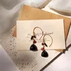 Dangle Earrings Lii Ji Natural Triangle Black Spinel Red Garnet 925 Sterling Silver 18K Gold Plated Handmade Drop Elegant Jewelry