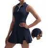 Tennis Dresses CUGOAO 2pcs Fashion Tennis Dresses with Shorts Side Slit Women Golf Badminton Dress Suit Casual Outdoor Running Sportswear 230404