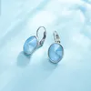 Backs Earrings Fashion Blue Austrian Crystals Round Circle Clip For Women Girls Simple Geometric Rhinestone Female Gifts