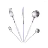 Dinnerware Sets Gold Cutlery 18/10 Stainless Steel Forks Knives Spoons Dinner Set Fork Spoon Knife Chopsticks Drop