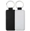 DHL200pcs Bag Parts sublimation Single And Double Sides Blank PU Keychain Accessories Tassel Key Ring