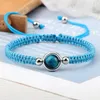 Strand 8MM Blue Tiger Eye Braided Bracelet Adjustable Nylon Thread Round Spacer Couple Bracelet&Bangles Chain Jewelry Pulsera Gift