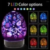 Veilleuses 100 ml humidificateur à ultrasons 3d feux d'artifice brume fraîche diffuseur d'arôme verre Vase fabricant avec 7 couleurs lumière Led