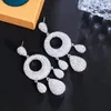 Boucles d'oreilles pendantes BeaQueen bijoux de mariage de mariée de luxe Micro pavé CZ cristal larme longs glands avec épissage de cercle pour les femmes E607