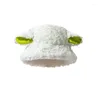 Bandanas Plush Cute Sheep Ear Lamb Bucket Hat Female Autumn Winter Students Warm Protection Couple Fisherman Basin