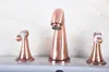 Bathroom Sink Faucets Antique Red Copper Double Ceramic Handle Deck-Mount Three Hole Widespread Bathtub Basin Faucet Mixer Tap Drg078