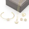 Halsbandörhängen Set Fee Hur färgglada Shell Five Flower Faryfly Stud Ring Shiny Jewelry for Women 2023