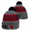 Männer gestrickte Beanies mit Bündchen, Arizona, ARI-Bommelmützen, Sport-Strickmütze, gestreift, Wolle, warme BasEball-Mützen, Kappe für Damen, A6