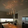 Hängslampor Långt rör LED -kolonn Bedside Hanging Lamp Black/Gold/Silver Modern Simple Decorative Pendants Lights For Kitchen Island