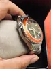 2023 Venda quente 45mm de diâmetro relógio esportivo masculino safira caixa de aço inoxidável completa moda laranja moldura relógios de luxo para homens automático mecânico transparente parte traseira