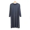 Heren Nachtkleding Lange Mouwen Ronde Hals Pyjama Nachthemd Voor Zomer Modaal Losse En Comfortabele Oversized Mannen Homewear Badjas