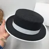 Wide Brim Hats French Elegant Straw Flat Top Hat Female Fashion Star With A Small Ins Sun Tang YinWide