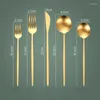 Set sets 5 stcs Gold Set Western mes cake vork lepel flatwerk spiegel spiegel roestvrij staal servies keuken zilverwerk