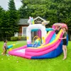 Water Slide Jumping Castle Waterslide Park For Kids Backyard Inflatable Unicorn Bounce House Playhouse for Kids Outdoor Play with Blower for Wet and Dry Pool Ball Pit