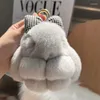 Keychains Cute Bow Mini Keychain Women Real Fur Bag Key Ring Plush Dolls Toy Girls Gift