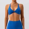 Yoga roupa cross back esportes sutiãs feminino nu colete correndo sutiã de fitness secagem rápida tiras finas sólido tanque superior com almofadas no peito