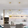 Lustres FKL Moderne Cuivre Anneau Petit Lustre Chambre Restaurant Bar Lumière De Luxe Cristal Intérieur Décoration de La Maison